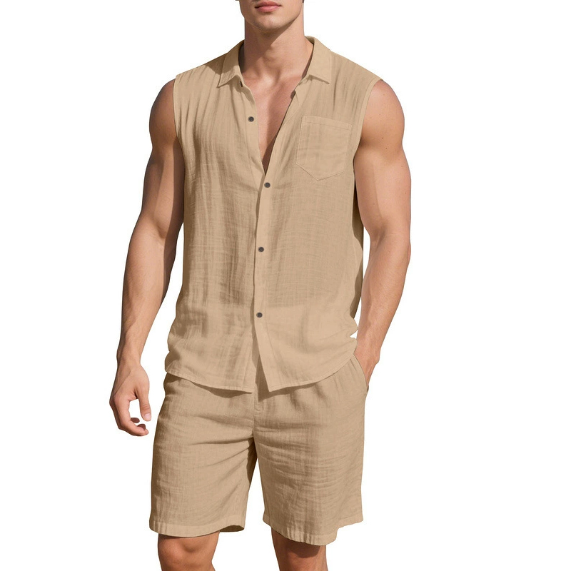 Our custom factory, clothing manufacturers, crafts shirt and shorts set.